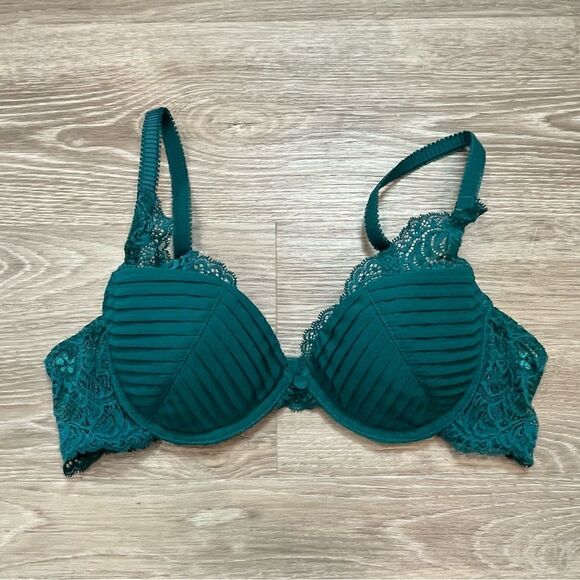 Simone Perele 3D Plunge Bra Baltic Blue lace underwired bra 34B - Picture 1 of 5